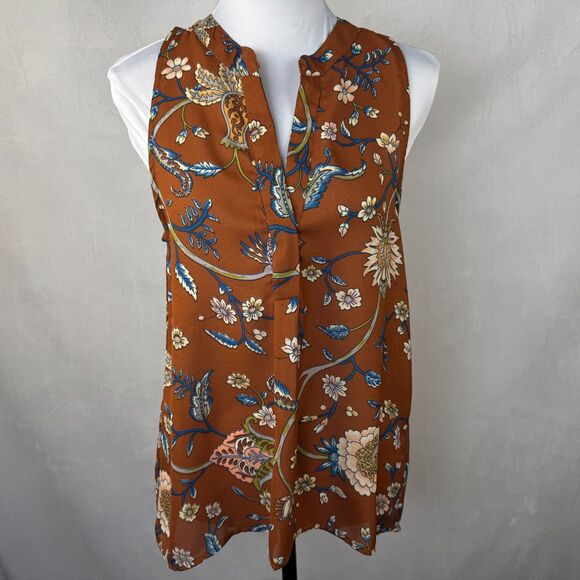 Let it Be Women Sheer Top Sz M Sleeveless Split Neck Hiden buttons - Picture 1 of 7